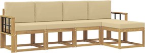 vidaXL Σειρά Καναπέ Εξωτερικού με μαξιλάρι 5 pcs Λευκό και Μπεζ