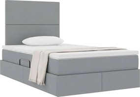 vidaXL Κρεβάτι με αποθηκευτικό χώρο και στρώμα Ανοιχτό γκρι ύφασμα