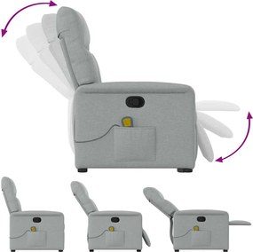 vidaXL Πολυθρόνα Μασάζ Ανακλινόμενη Ανοιχτό Γκρι Υφασμάτινη