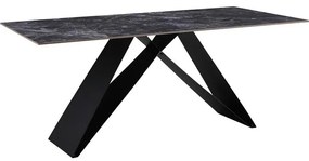 Τραπέζι Meja pakoword Sintered stone μαύρο με μεταλλικά πόδια σε μαύρη απόχρωση 180x90x76εκ 180x90x76 εκ.
