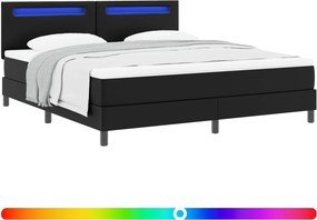 vidaXL Κρεβάτι με ελατήρια Μαύρο 180 x 200 cm Τεχνητό δέρμα