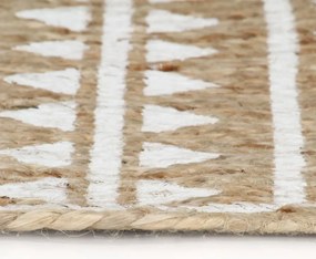 vidaXL Χαλί Χειροποίητο 90 εκ. από Γιούτα με Λευκό Σχέδιο