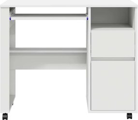 vidaXL Γραφείο με Ρόδες Λευκό 91 x 50 x 77 εκ. Επεξεργασμένο ξύλο