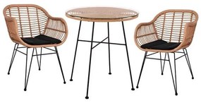 Τραπεζαρίας Σετ 3Τμχ Allegra Φ70Χ74Υ Beige &amp; Black HM10476 2 Θέσεων