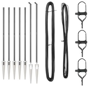 vidaXL Στύλος Περιφράξεων 7 pcs Γκρι Ατσάλι