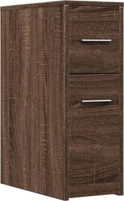 vidaXL Ντουλάπι Μπάνιου Στενό με Ροδάκια Καφέ Δρυς Επεξ. Ξύλο