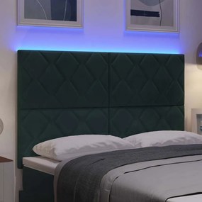 vidaXL LED κεφαλάρι Σκούρο Πράσινο 160 cm Βελούδο