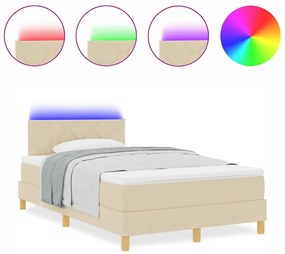 vidaXL Κρεβάτι με ελατήρια με στρώμα Κρεμ 120 x 200 cm ύφασμα