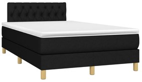 vidaXL Κρεβάτι Boxspring με Στρώμα &amp; LED Μαύρο 120x200 εκ. Υφασμάτινο