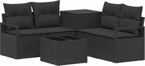 vidaXL Σετ Καναπέ 6 τμχ. Μαύρο 55 x 55 x 37 εκ Πολυ-ρακί και Χάλυβας