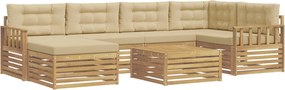 vidaXL Σειρά Καναπέ Εξωτερικού με μαξιλάρι 7 pcs Λευκό και Μπεζ
