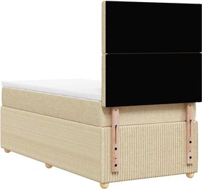 vidaXL Κρεβάτι Boxspring με Στρώμα Κρεμ 90x200 εκ.Υφασμάτινο