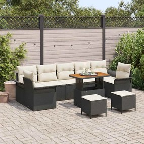 vidaXL Σετ Καναπέ Κήπου 10 pcs Μαύρο, Κρέμα 90 x 55 x 71 cm