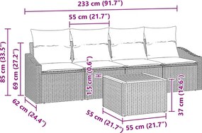 vidaXL Σετ Καναπέ Κήπου 5 τμχ. Μπεζ συνθετικό ρατάν