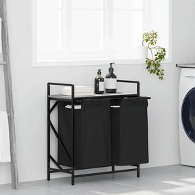 vidaXL Καλάθι Απλύτων με 2 Θέσεις και Ράφι, Γκρι Sonoma