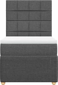 vidaXL Κρεβάτι Boxspring με Στρώμα Σκούρο Γκρι 100x200 εκ. Υφασμάτινο