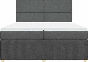 vidaXL Κρεβάτι Boxspring με Στρώμα Σκούρο Γκρι 200x200 εκ. Υφασμάτινο