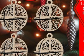 Intra απο ξύλο plywood 3mm-4mm πάχος Τρισδιάστατο Χριστουγεννιάτικων Μπάλων V10 Δίασταση 1x1 cm INTRAFABR-108472317