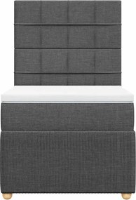 vidaXL Κρεβάτι Boxspring με Στρώμα Σκούρο Γκρι 100x200 εκ. Υφασμάτινο