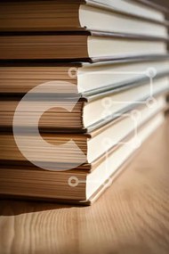 Intra Συλλεκτικό Ξύλινο Παζλ Plywood 4mm - Στοίβα από βιβλία σε ξύλινη επιφάνεια Σε Ξύλινο Κουτί - Διαστάσεις: 10x10 cm – 25 κομμάτια
