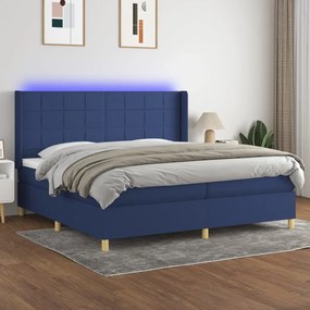 ΚΡΕΒΑΤΙ BOXSPRING ΜΕ ΣΤΡΩΜΑ &amp; LED ΜΠΛΕ 200X200 ΕΚ. ΥΦΑΣΜΑΤΙΝΟ 3138907