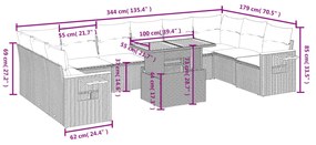 vidaXL Σαλόνι Κήπου Σετ 11 Τεμαχίων Μαύρο Συνθετικό Ρατάν με Μαξιλάρια