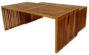 Τραπέζι Tinnie C027 σετ 2τεμ teak ξύλο σε φυσική απόχρωση 110x60x46 εκ.