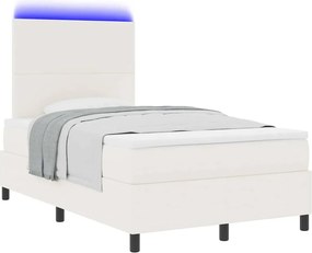 vidaXL LED Κρεβάτι με βάθρο με κεφαλάρι Κρέμα και Λευκό 120 x 200 cm