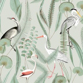 Ταπετσαρία Τοίχου Tropical Birds Πράσινο M37404 53 cm x 10.05 m
