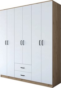 Εξαφυλλη Ντουλαπα Καρυδια/Λευκο BA113 51.5x180x210