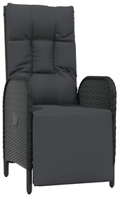 vidaXL Σέτ φαγητού για κήπο με μαξιλάρι 7 pcs Μαύρο Πολυ ράταν