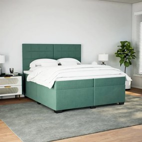 vidaXL Κρεβάτι Boxspring με Στρώμα Σκούρο Πράσινο 200x200εκ. Βελούδινο