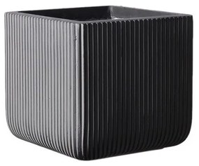 Supergreens Γλάστρα Πήλινη Τετράγωνη ''Stripe'' Γκρι L 37x37x33 εκ.