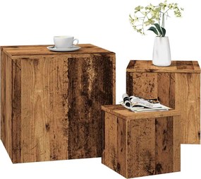vidaXL Τραπεζάκια Βοηθητικά 3 τεμ. Παλιό Ξύλο από Μοριοσανίδα