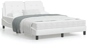 Κρεβάτι με Στρώμα Λευκό 140x200εκ.από Συνθετικό Δέρμα - Λευκό