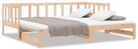 vidaXL Καναπές Κρεβάτι Συρόμενος 2x(80x200) εκ. από Μασίφ Ξύλο Πεύκου