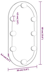 Καθρέφτης με Φώτα LED 60x30 εκ. Γυαλί Οβάλ - Ασήμι