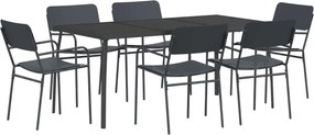 vidaXL Σετ τραπεζαρίας 7 τμχ. Ανθρακί Ατσάλι