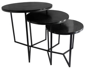 ALUIN SIDE TABLE SET 3ΤΜΧ ΜΑΥΡΟ 60x60xH60cm - 04-1064