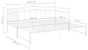 Πλαίσιο για Καναπέ - Κρεβάτι Λευκό 90 x 200 εκ. Μεταλλικό - Λευκό