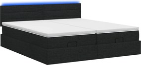 vidaXL Κρεβάτι Ottoman με Στρώμα και LED Μαύρο 160 x 200 cm Ύφασμα