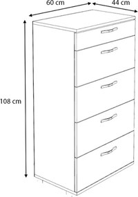 Συρταριέρα Helia Megapap χρώμα λευκό 60x44x108εκ.