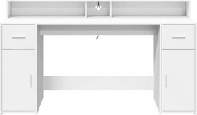 vidaXL Γραφείο με LED Λευκό 160x55x91 εκ. από Επεξεργασμένο Ξύλο