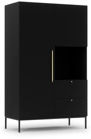 Ντουλάπα Elyria C102, Μαύρο ματ, 200x120x60cm, Πόρτες ντουλάπας: Με μεντεσέδες,Ο αριθμός των θυρών