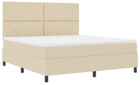 vidaXL Κρεβάτι με ελατήρια και στρώμα & LED σε κρεμ - 180 x 200 cm με υφασμάτινη βάση