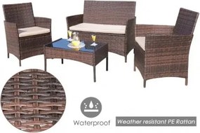 ΣΕΤ ΣΑΛΟΝΙ QUINCY 4ΤΜΧ ΚΑΦΕ RATTAN ΜΕ ΜΑΞΙΛΑΡΙΑ