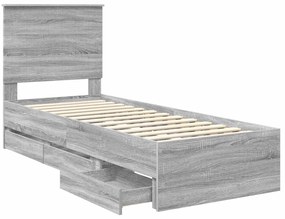 vidaXL Σκελετός Κρεβατιού Γκρίζο Σονομα 75 x 190 cm Μηχανήματος Ξύλο