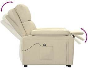 vidaXL Πολυθρόνα Ανακλινόμενη Ηλεκτρική Κρεμ Υφασμάτινη