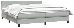 Κρεβάτι Boxspring με Στρώμα Ανοιχτό Γκρι 180x210 εκ. Βελούδινο - Γκρι