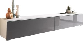 Έπιπλο τηλεόρασης  Lowboard D 180-Λευκό-Γκρι Γυαλιστερό
